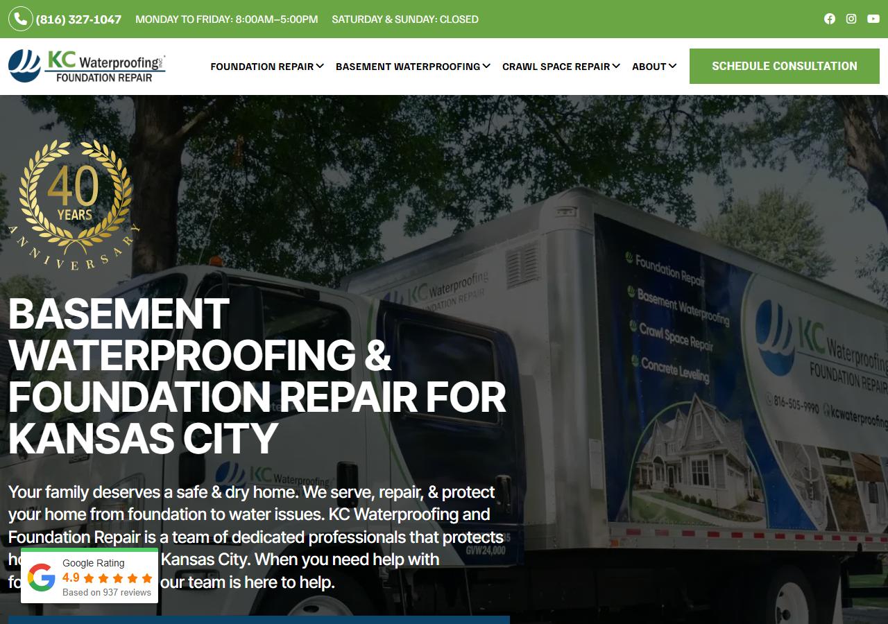 KC Waterproofing website screenshot